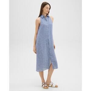 Theory Halter Neck Shirt Dress in Hemp Size M Chambray Buttoned Up Lightweight